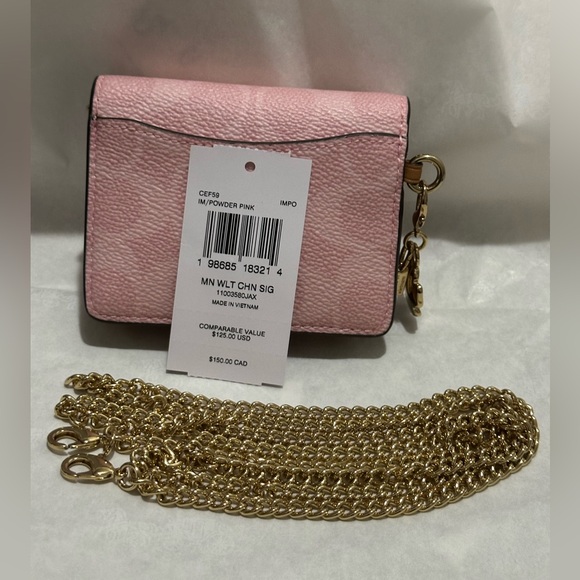 🌸🌸 Coach Mini Wallet On A Chain In Signature Canvas With Charms NWT - Picture 2 of 7